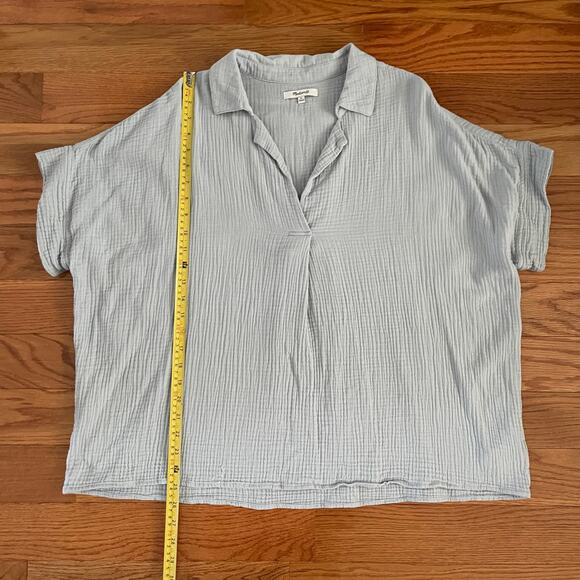 Madewell Park Gauze Popover Shirt Womens XL Blue Dusty Pool Casual Basic Cotton - Picture 8 of 8